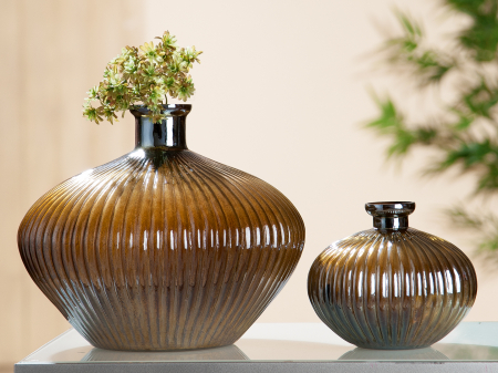 Vaze si boluri - Vaza Morena, sticla, maro, 15x17,5 cm