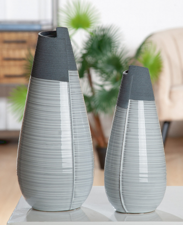 Vaze si boluri - Vaza Porto, ceramica, gri, 15x35x15 cm