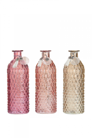 Vaze si boluri - Set 3 vaze Pustola, sticla, multicolor, 20x7 cm