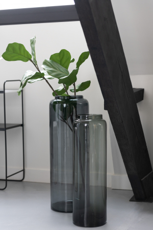 Vaze si boluri - Vaza Right Long, Sticla, Gri, 25x25x70 cm