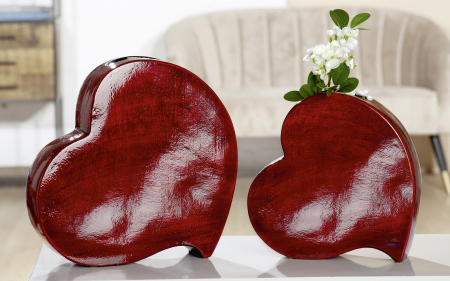 Vaze si boluri - Vaza Romantika, ceramica, rosu, 31x31x8 cm