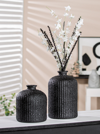Vaze si boluri - Vaza Sumatra, sticla, negru, 23x15 cm