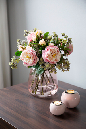 Vaze si boluri - Vaza Sunday, Sticla, Roz trasparent, 19x18 cm