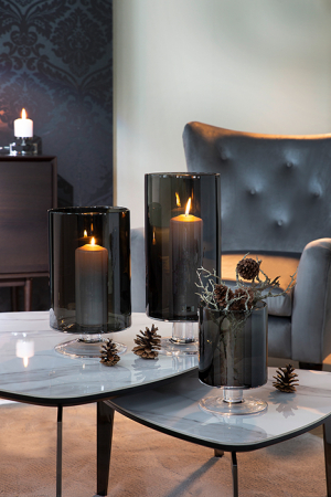 Suporturi lumanari - Vaza / Suport lumanare Viana, Sticla, Transparent/Gri, 34.50x20 cm