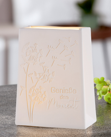 Veioze - Veioza Dandelion Bag LED, Portelan, Bej, 6x12x16 cm