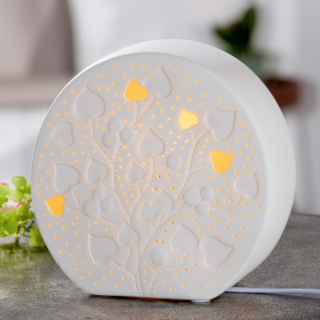 Veioze - Veioza Disc Leaf, Portelan, Alb, 12x28x12 cm