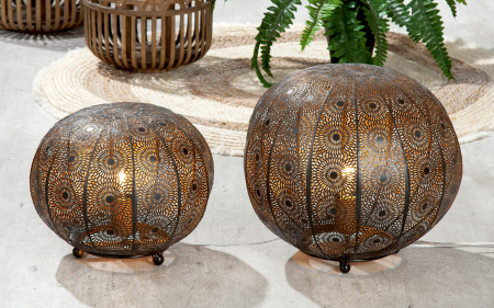 Veioze - Veioza Menara, Metal, Maro/Negru, 24.5 cm