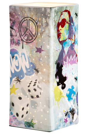 Veioze - Veioza Street Art, Portelan, Multicolor, 12.5x12.5x28 cm