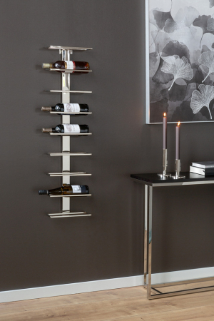 Suporturi pentru sticle - VINOLO, Raft pentru vin, suspendat, pentru 9 sticle, nichel, H.107, L.28, L.11