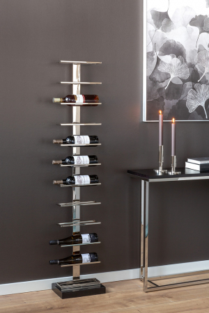 Suporturi pentru sticle - VINOLO, Suport pentru vin de podea, pentru 12 sticle, nichel, H.140, L.30, W.20