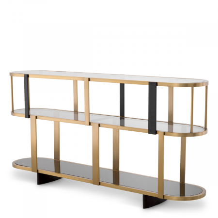 Bufete si dulapuri - Vitrina, Clio Round joasă finisaj alamă, Dims: W. 180 | D. 38 | H. 79 (CM)