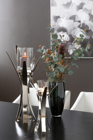 Suporturi lumanari - VIVAS, Suport lumânare incl. sticlă, nichel, h.55, d.28 cm