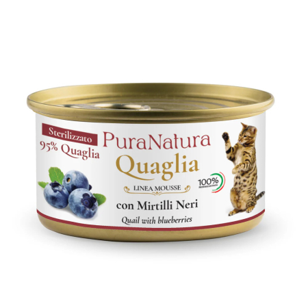 Hrana umeda pisici - Hrana umeda completa pentru pisici adulte, 97% carne de prepelita italiana cu afine, fara cereale, monoproteica