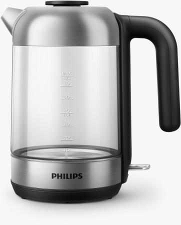 Fierbator - Fierbator din sticla Philips HD9339/80, 1.7l, 2200W, Argintiu/Negru