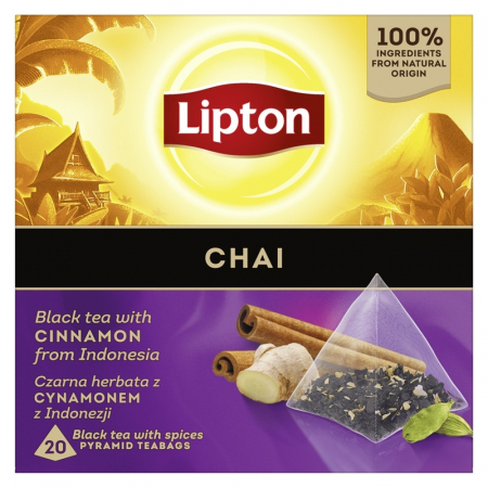 Ceai Plic - LIPTON Chai, ceai, Negru, 20 pliculete piramidale