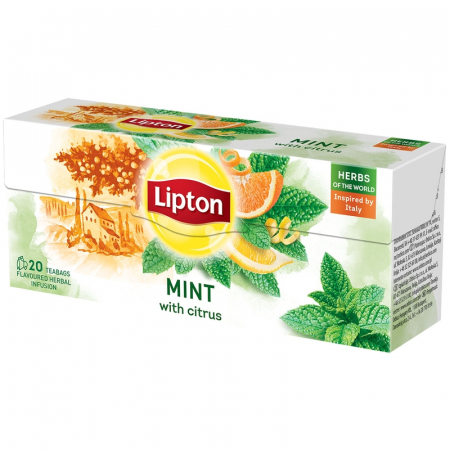 Ceai Plic - LIPTON Citrice si Menta, ceai, verde, 20 pliculete