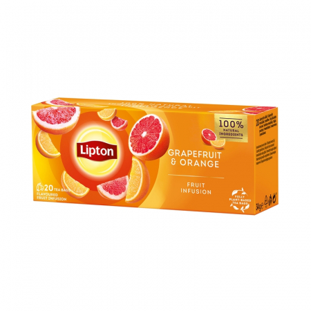 Ceai Plic - LIPTON Grepfruit si Portocala, ceai, fructe, 20 pliculete