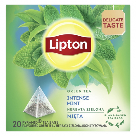 Ceai Plic - LIPTON Intense Mint, ceai, Verde, 20 pliculete piramidale