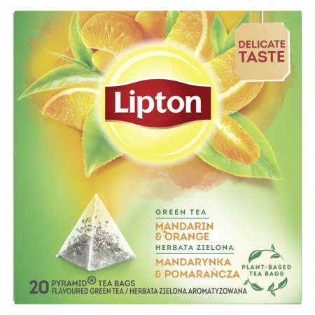 Ceai Plic - LIPTON Mandarina si Portocala, ceai, Verde, 20 pliculete piramidale