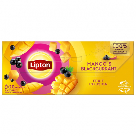 Ceai Plic - LIPTON Mango si Coacaze Negre, ceai, fructe, 20 pliculete