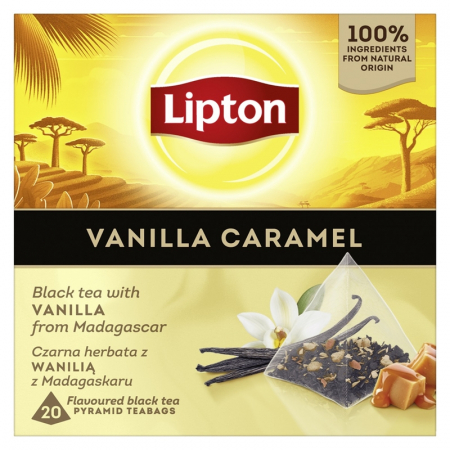 Ceai Plic - LIPTON Vanilla Caramel, ceai, Negru, 20 pliculete piramidale