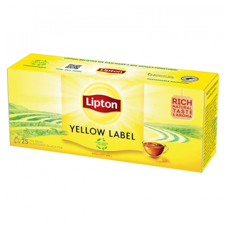 Ceai Plic - LIPTON Yellow Label, ceai, Negru, 25 pliculete