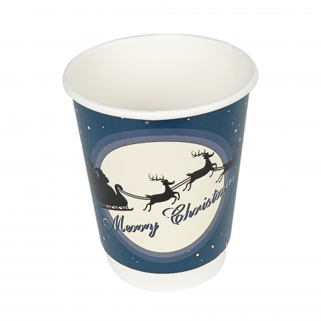 Pahare Palete Capace - Pahar Carton Perete Dublu Model Iarna Nights 8 oz (250 ml) 25 buc/set