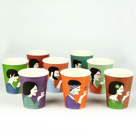 Pahare Palete Capace - Pahare carton Covim Mix Colors 6 oz, 100 buc