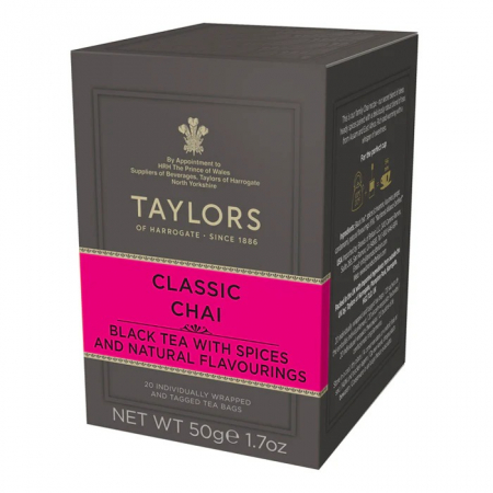 Ceai Plic - Taylors Ceai Negru Chai Clasic, 20 pliculete ambalate individual, 50 gr.
