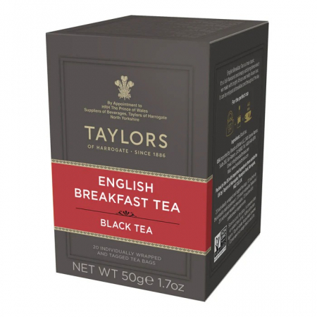 Ceai Plic - Taylors Ceai Negru English Breakfast, 20 pliculete ambalate individual, 50 gr.
