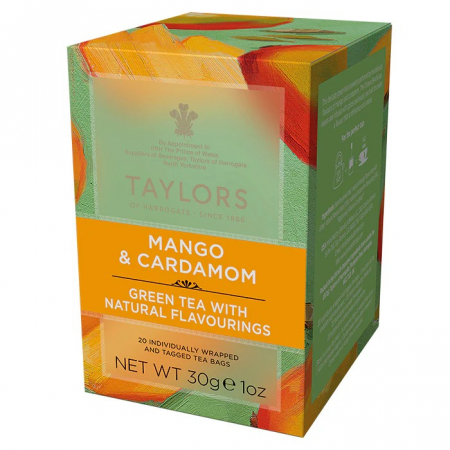 Ceai Plic - Taylors Ceai Verde cu Mango si Cardamom, 20 pliculete ambalate individual, 30 gr.