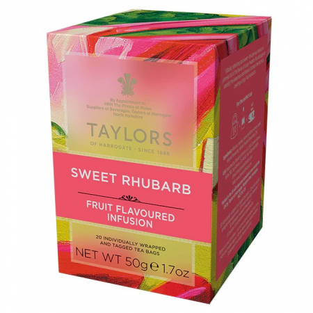 Ceai Plic - Taylors Infuzie Ceai Rubarba Dulce, 20 pliculete ambalate individual, 50 gr.
