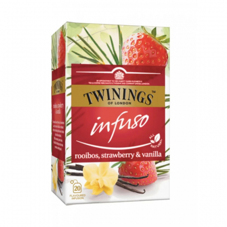 Ceai Plic - Twinings Infuzie Rooibos, Capsuni & Vanilie 20X2G