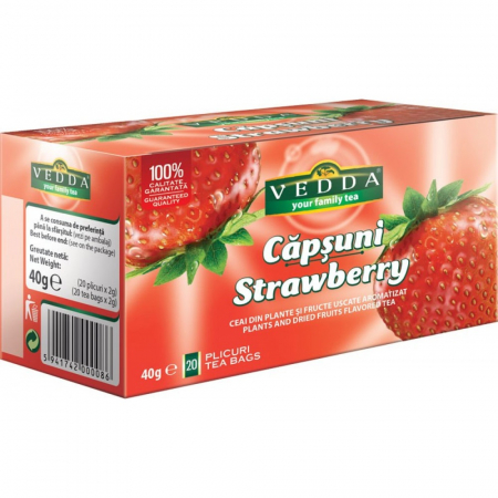 Ceai Plic - Vedda Ceai Capsuni - 20 plicuri /2 gr