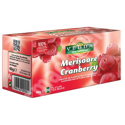 Ceai Plic - Vedda Ceai Merisoare - 20 plicuri / 2 gr