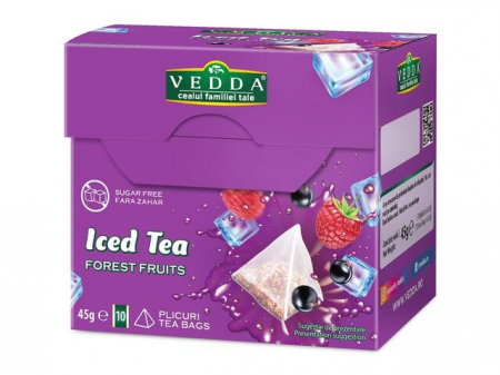 Ceai Plic - Vedda Ceai Piramida Forest Fruit Iced Tea 10 pir/4.5g 45g net.