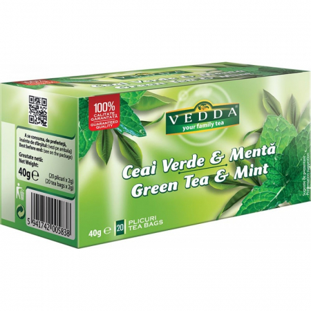 Ceai Plic - Vedda Ceai Verde & Menta - 20 plicuri / 2gr