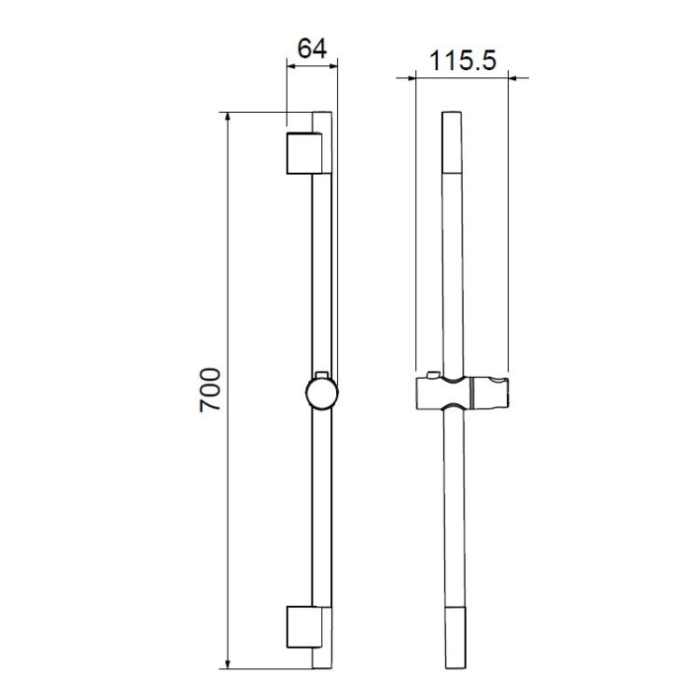 Bară suport pentru duș ASTRO - Crom [2]