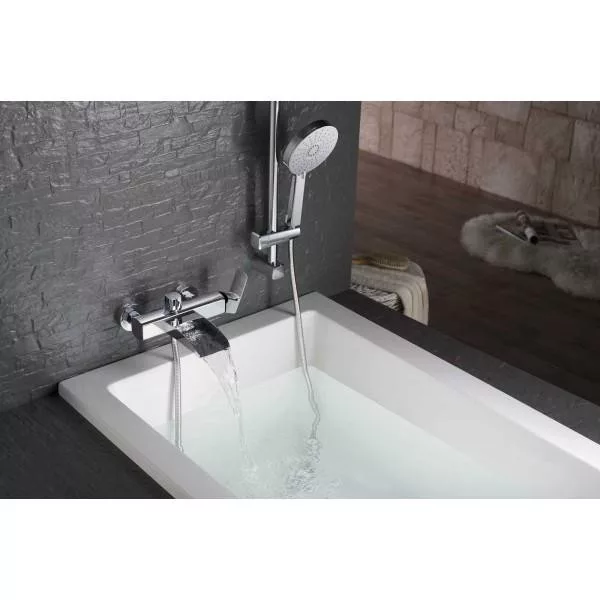 Baterie cadă WAKEFIELD, efect cascadă, montaj pe perete, crom lucios [2]