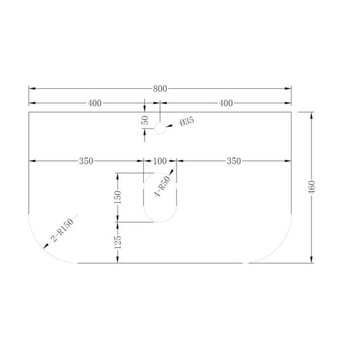 Blat SIERRA curbat pentru lavoar - 80 cm - alb [2]