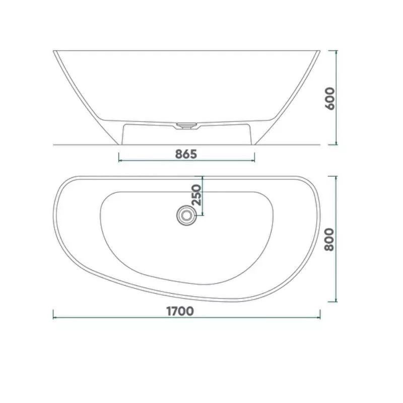 Cadă MARYLAND din marmură turnată, freestanding, de perete, 170x80cm - alb mat [2]