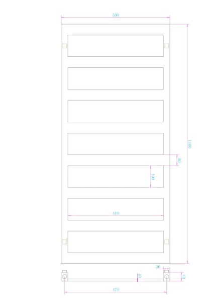 Calorifer portprosop CUBE BLACK 1100x500mm - negru mat [3]