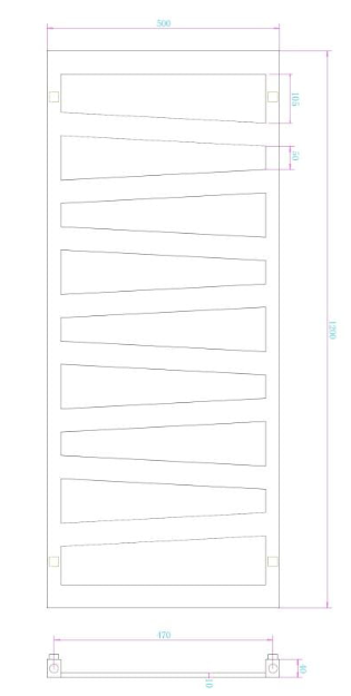 Calorifer portprosop DIAGONAL BLACK 1200x500mm - negru mat [3]