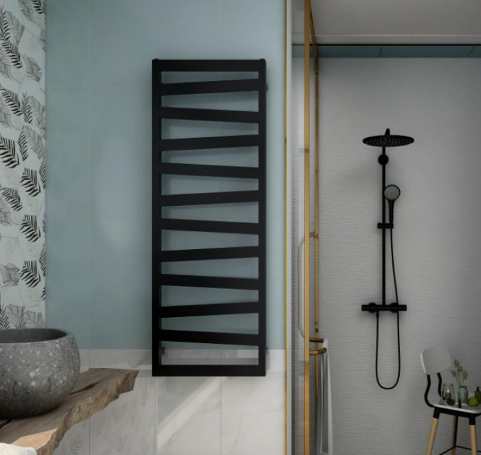 Calorifer portprosop DIAGONAL BLACK 1200x500mm - negru mat [2]