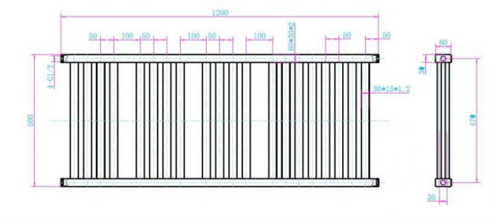 Calorifer portprosop DUO ANTRACIT 1200x500 - antracit mat [2]