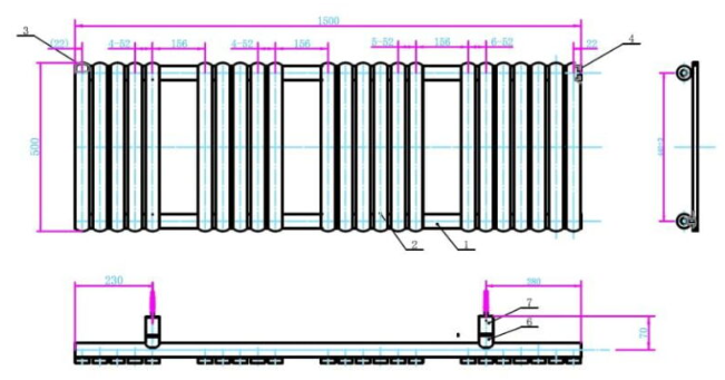 Calorifer portprosop FLAT WHITE 1500x500mm - alb lucios [2]