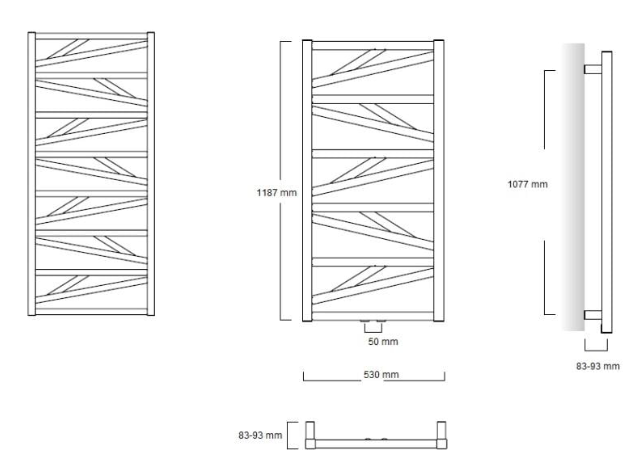 Calorifer portprosop FRISCO WHITE 1187x530mm - alb lucios [3]