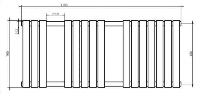 Calorifer portprosop MOON WHITE 1200x500mm - alb lucios [2]