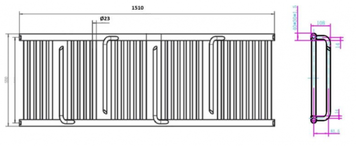 Calorifer portprosop SMART BLACK 1510x550mm - negru mat [2]