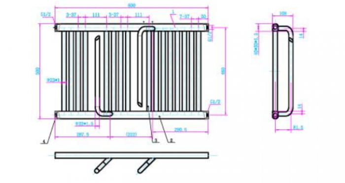 Calorifer portprosop SMART BLACK 800x500mm - negru mat [2]